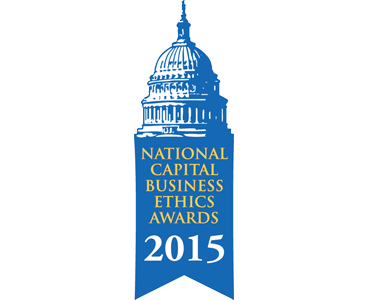 Captitol Building with blue banner, National Capital Business Ethics Awards 2015