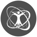 Shadow image of active person inside multiple circles