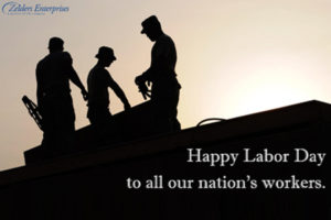 Servicemen silhouette at sunset working, Happy labor day