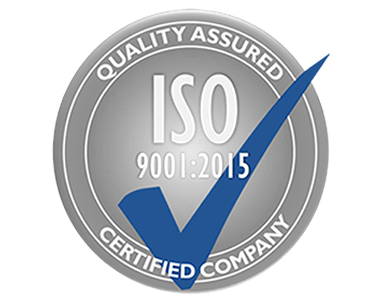 ISO Quality Assured Certified Company, blue check mark