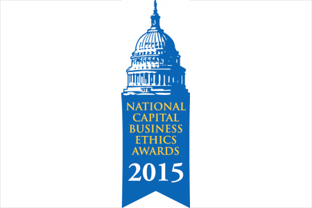 Captitol Building with blue banner, National Capital Business Ethics Awards 2015