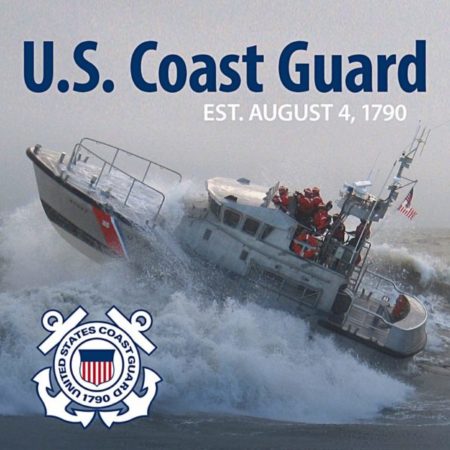 Coast Guard Cutter riding over waves
