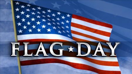American flag on blue background. Flag Day