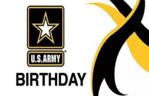 Army logo with black and yellow strip design on other side- Birthday.