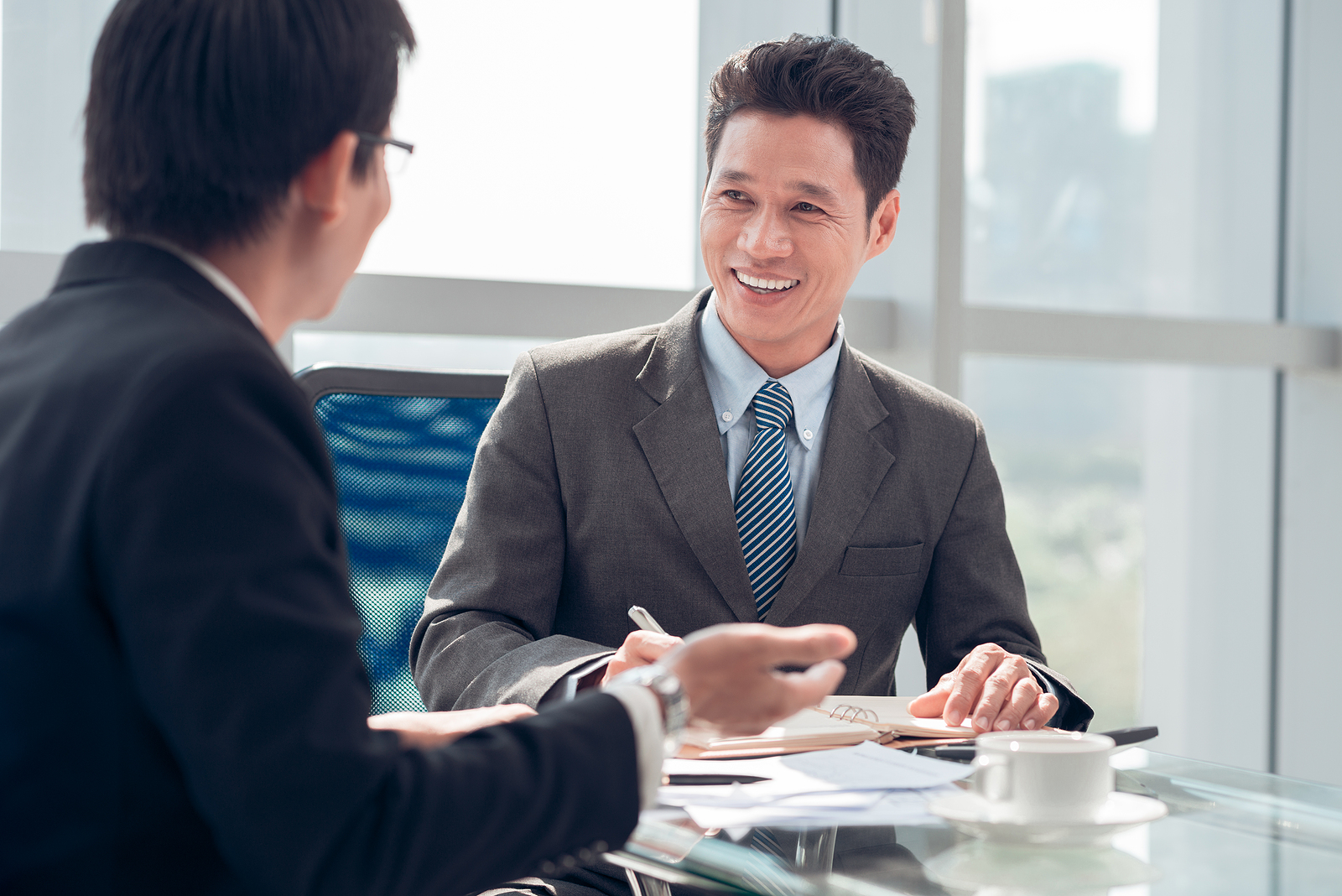 businessman interviewing potential candidate
