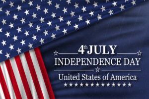 American flag on blue background. 4th of July Independence Day
