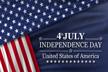American flag on blue background. 4th of July Independence Day