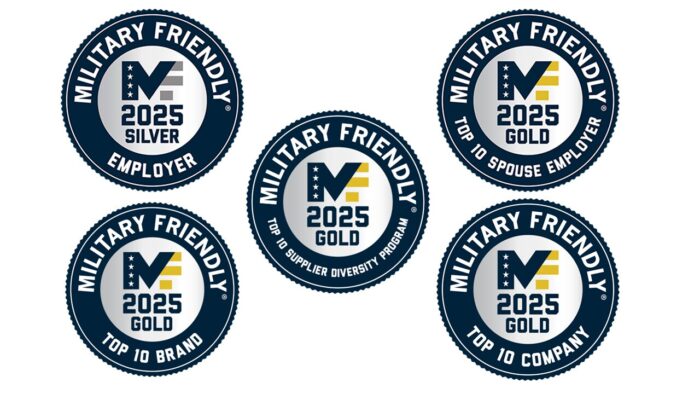 2025 Military Friendly Awards in a Square arrangement